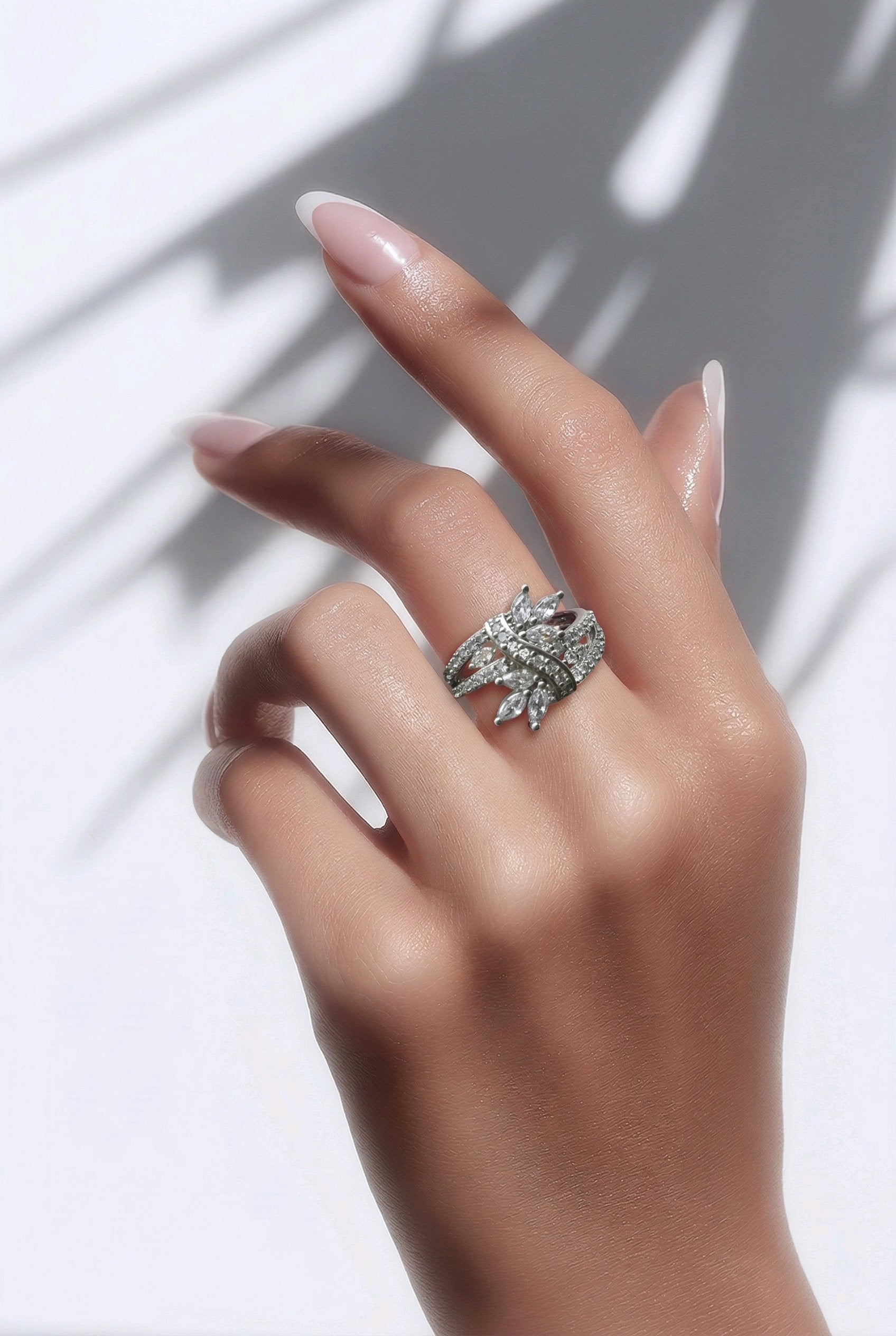 Luxe Sparkling Floral Wrap Ring (Adjustable)