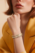 Gold-Tone Double Band Pavé Bangle Bracelet