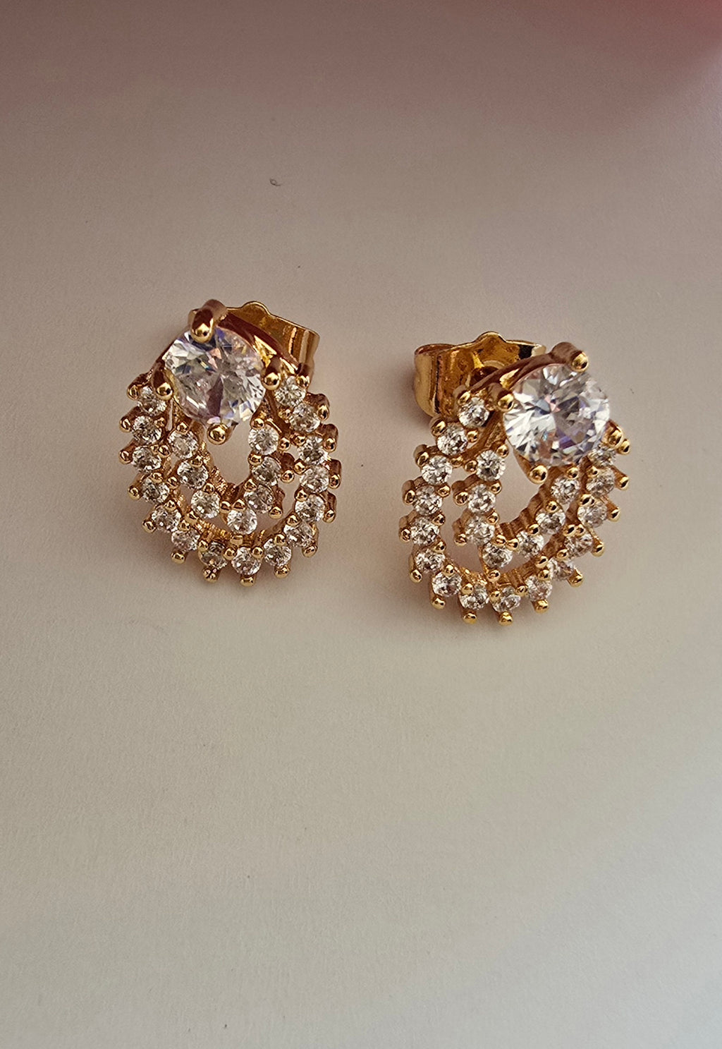 CZ Teardrop Halo Statement Earrings