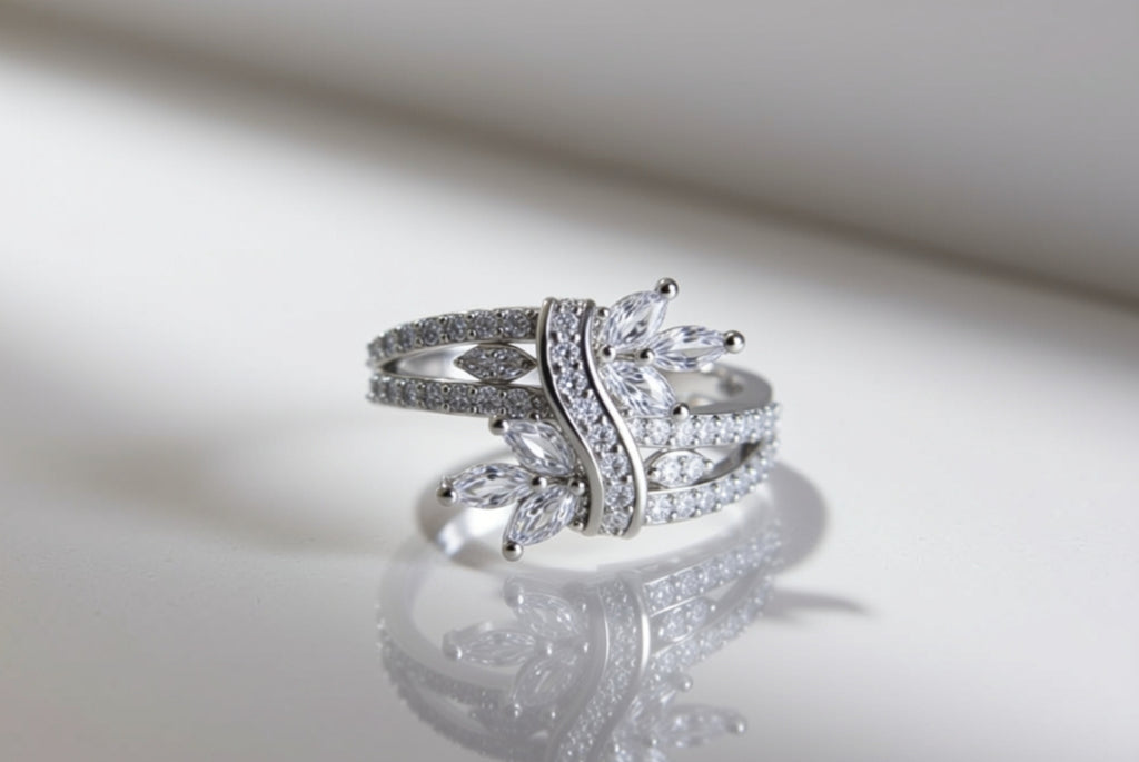 Luxe Sparkling Floral Wrap Ring (Adjustable)