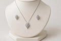 Art Deco Fan CZ Pendant Necklace & Earring Set