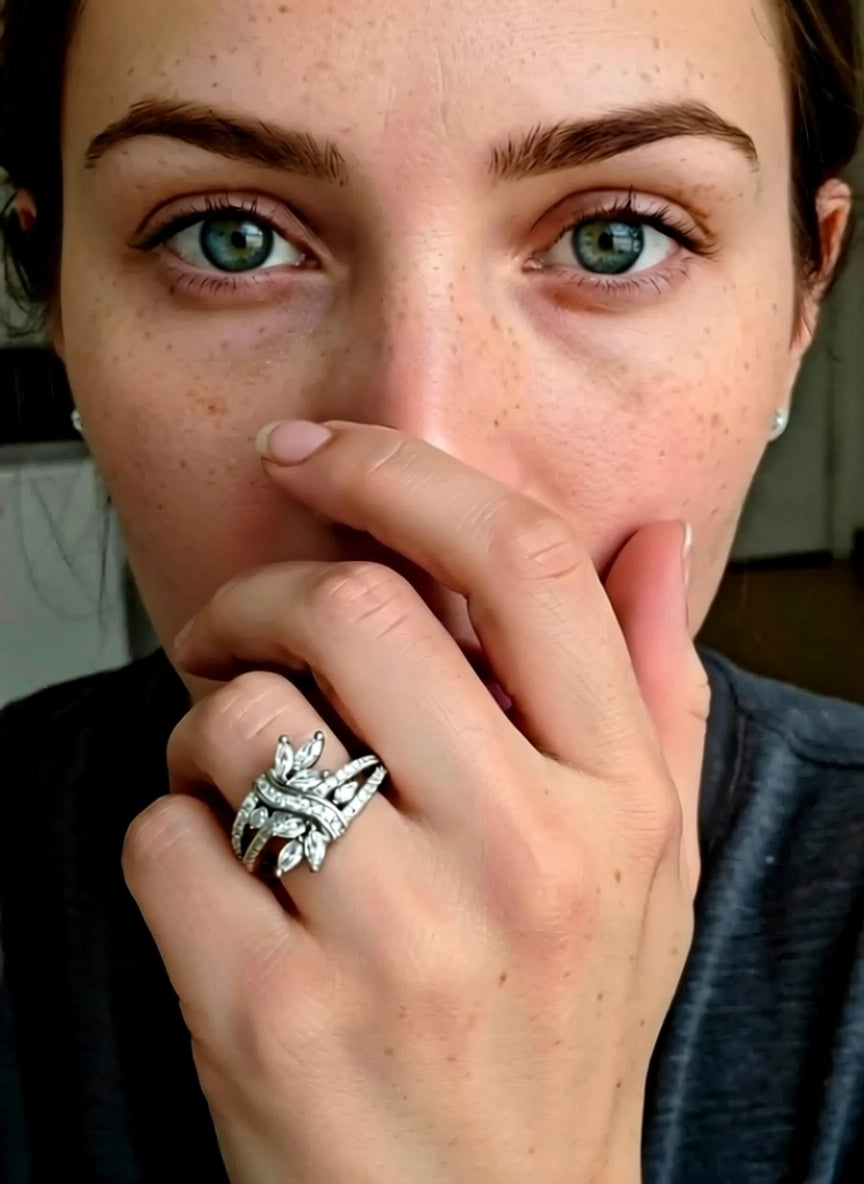 Luxe Sparkling Floral Wrap Ring (Adjustable)