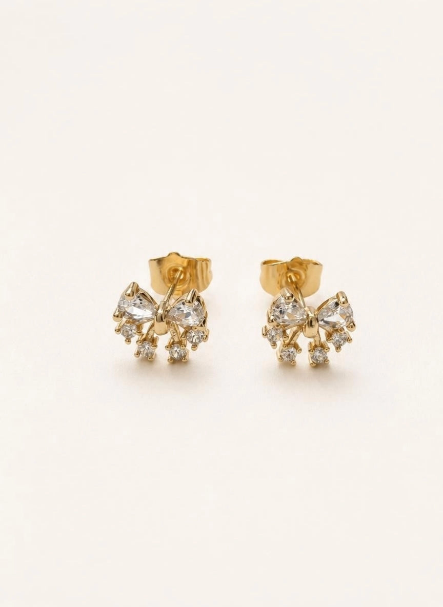 CZ Bow Stud Earrings