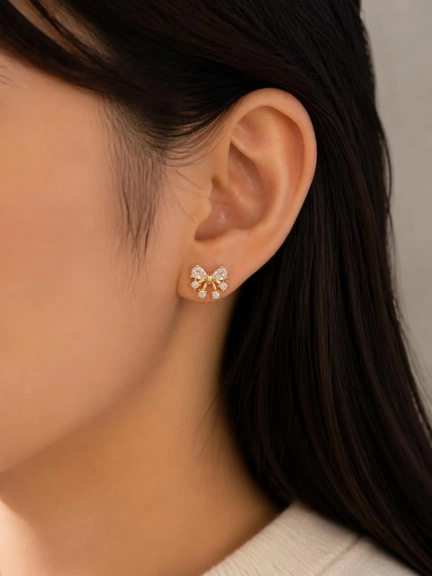 CZ Bow Stud Earrings
