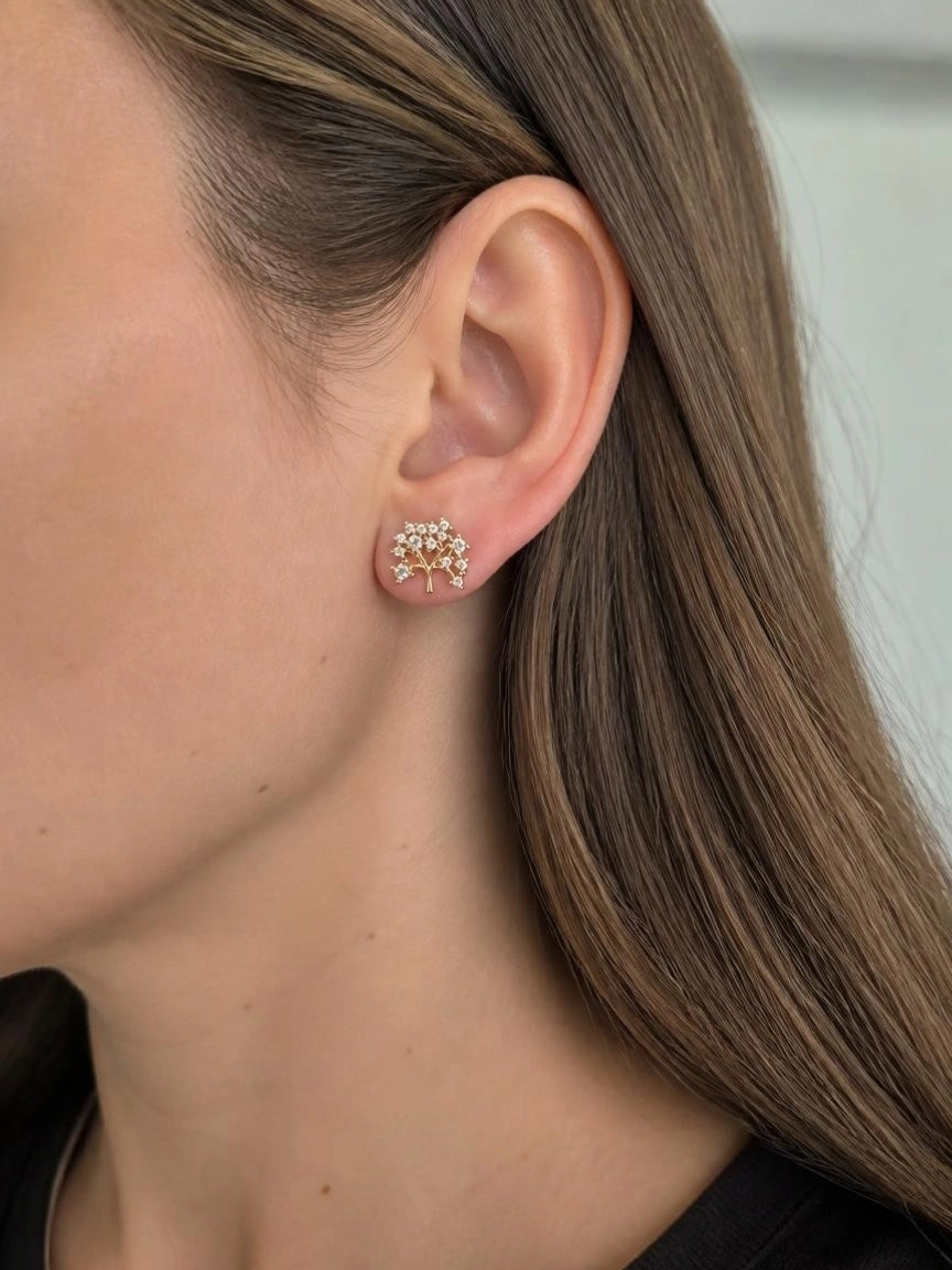 CZ Tree of Life Stud Earrings