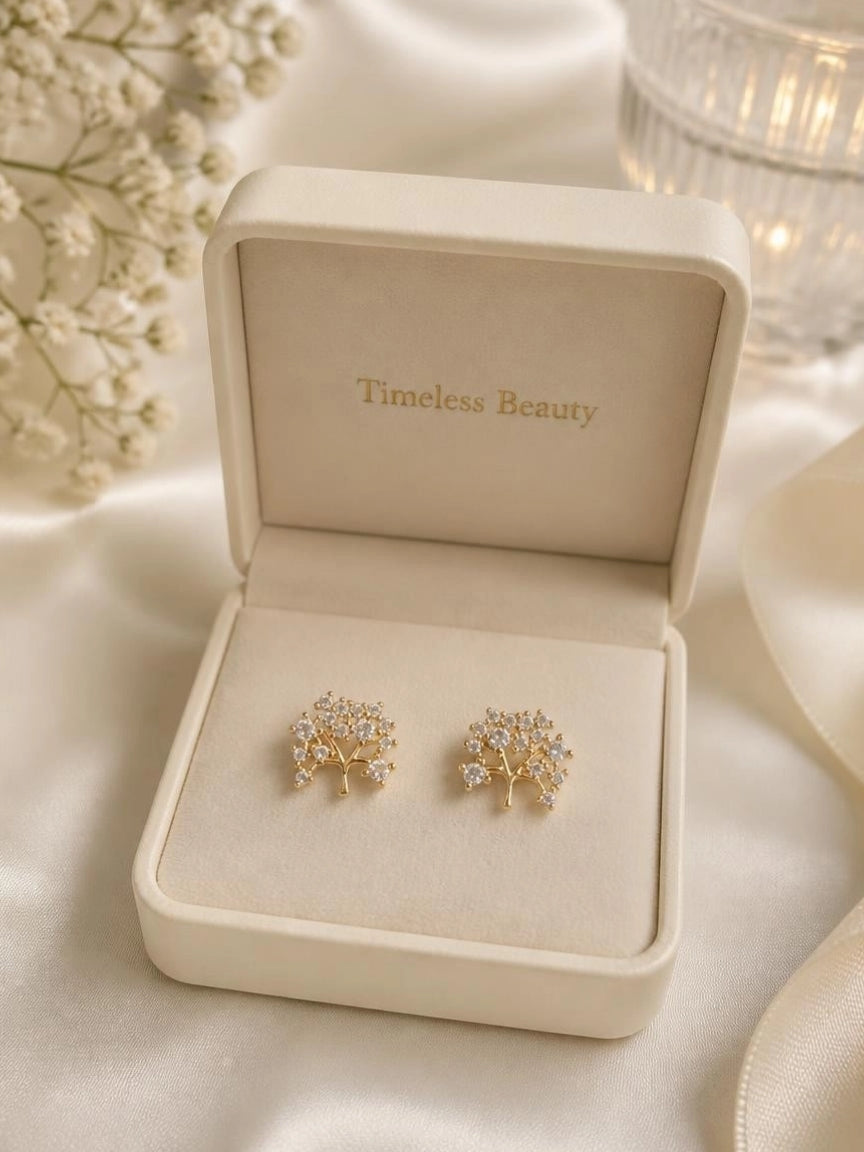 CZ Tree of Life Stud Earrings