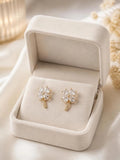 CZ Clover Bloom Stud Earrings