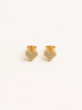 CZ Pavé Heart Stud Earrings