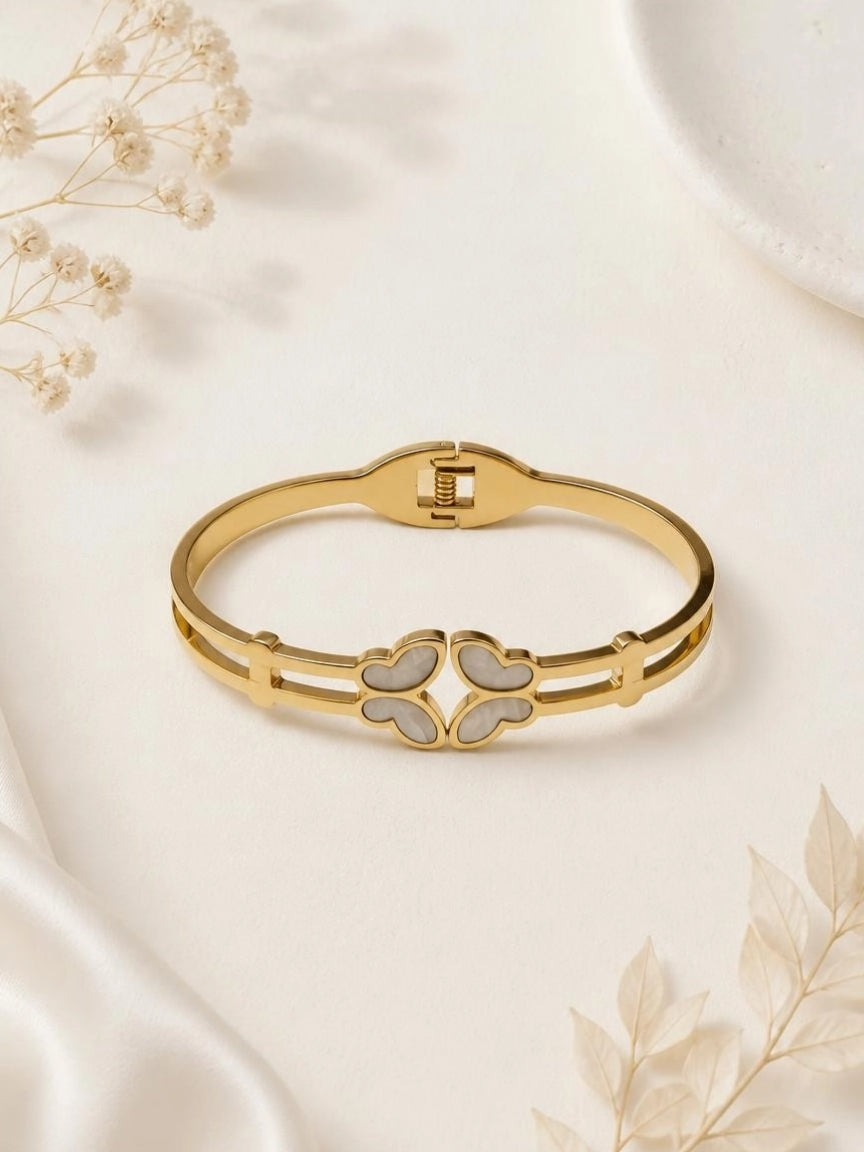 Gold-Tone Clover Bangle Bracelet