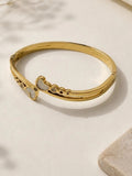 Gold-Tone Double Heart Shell Bangle Bracelet