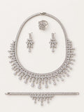 Silver-Tone Marquise CZ Fringe 4-Piece Jewelry Set