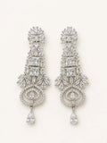 Silver-Tone CZ Cascade Chandelier Earrings