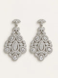 Silver-Tone CZ Lace Chandelier Drop Earrings