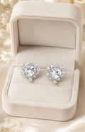 CZ Heart Cluster Stud Earrings