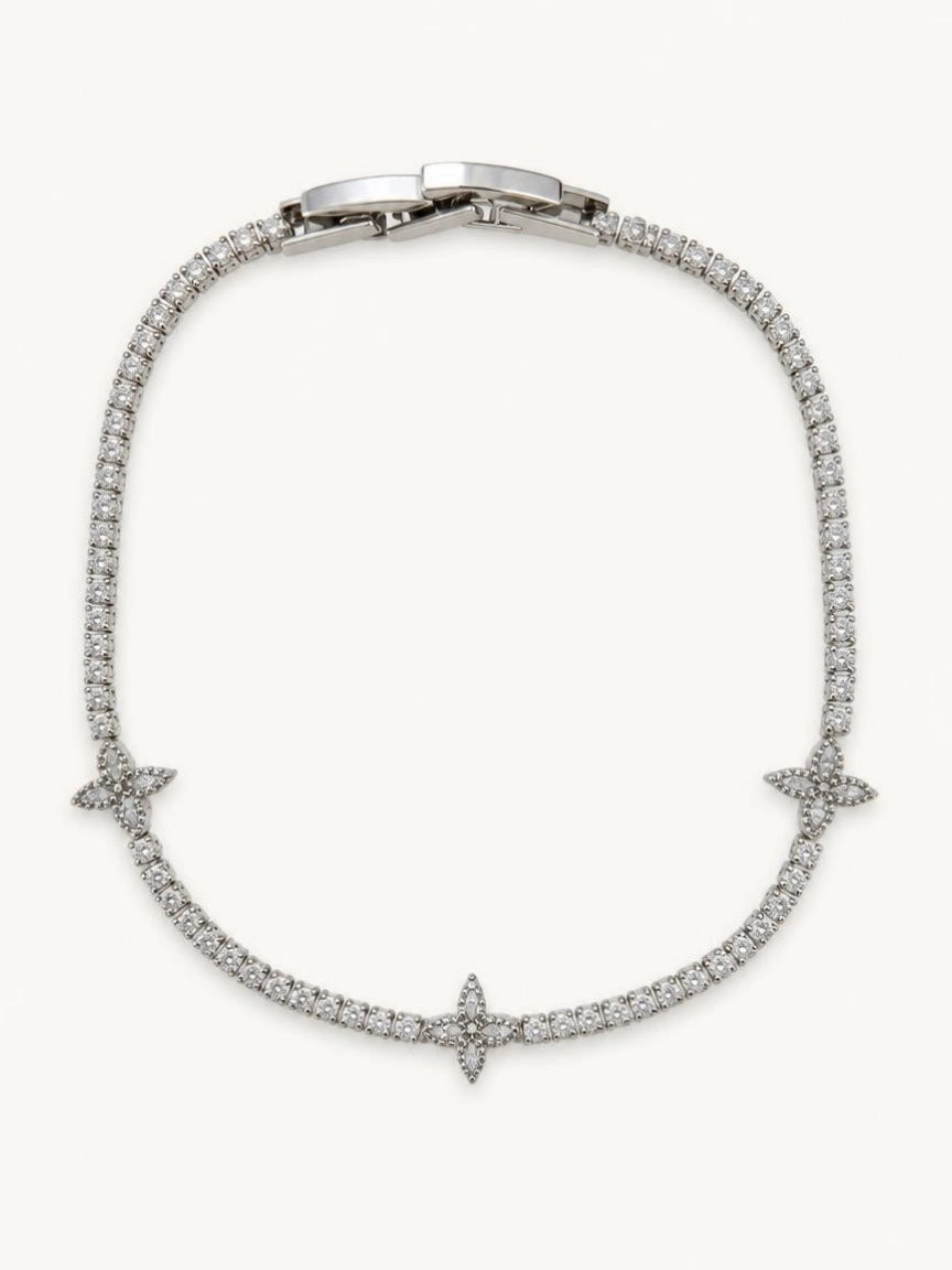 Silver-Tone CZ Star Tennis Bracelet