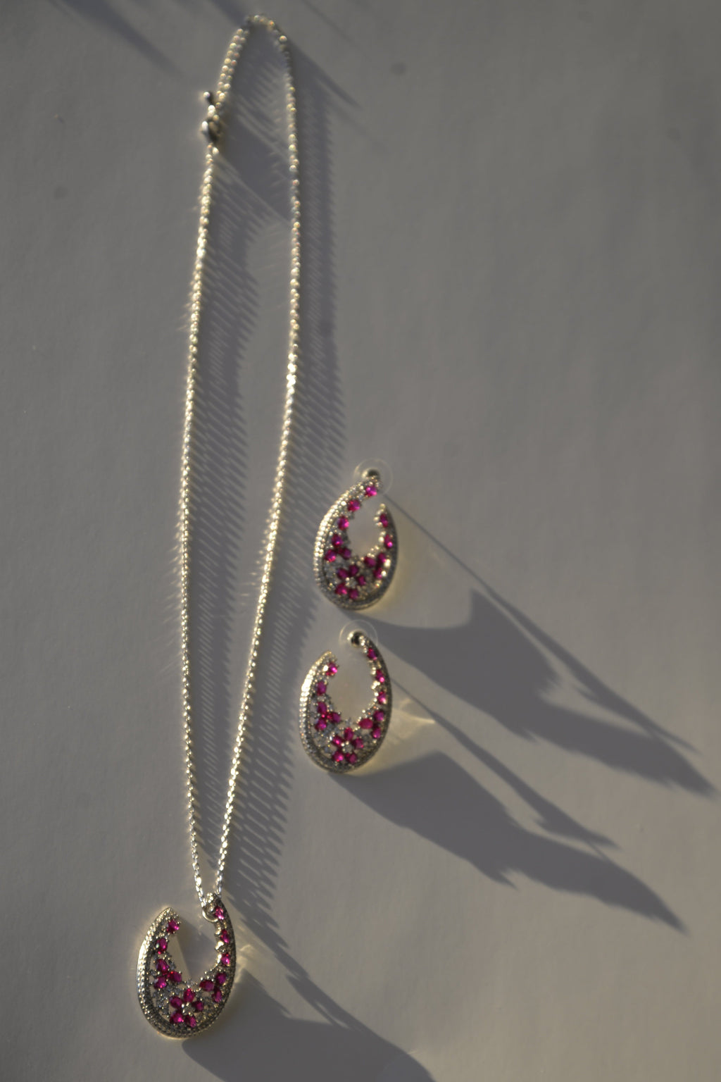 Rosa Crescent CZ Necklace & Earring Set