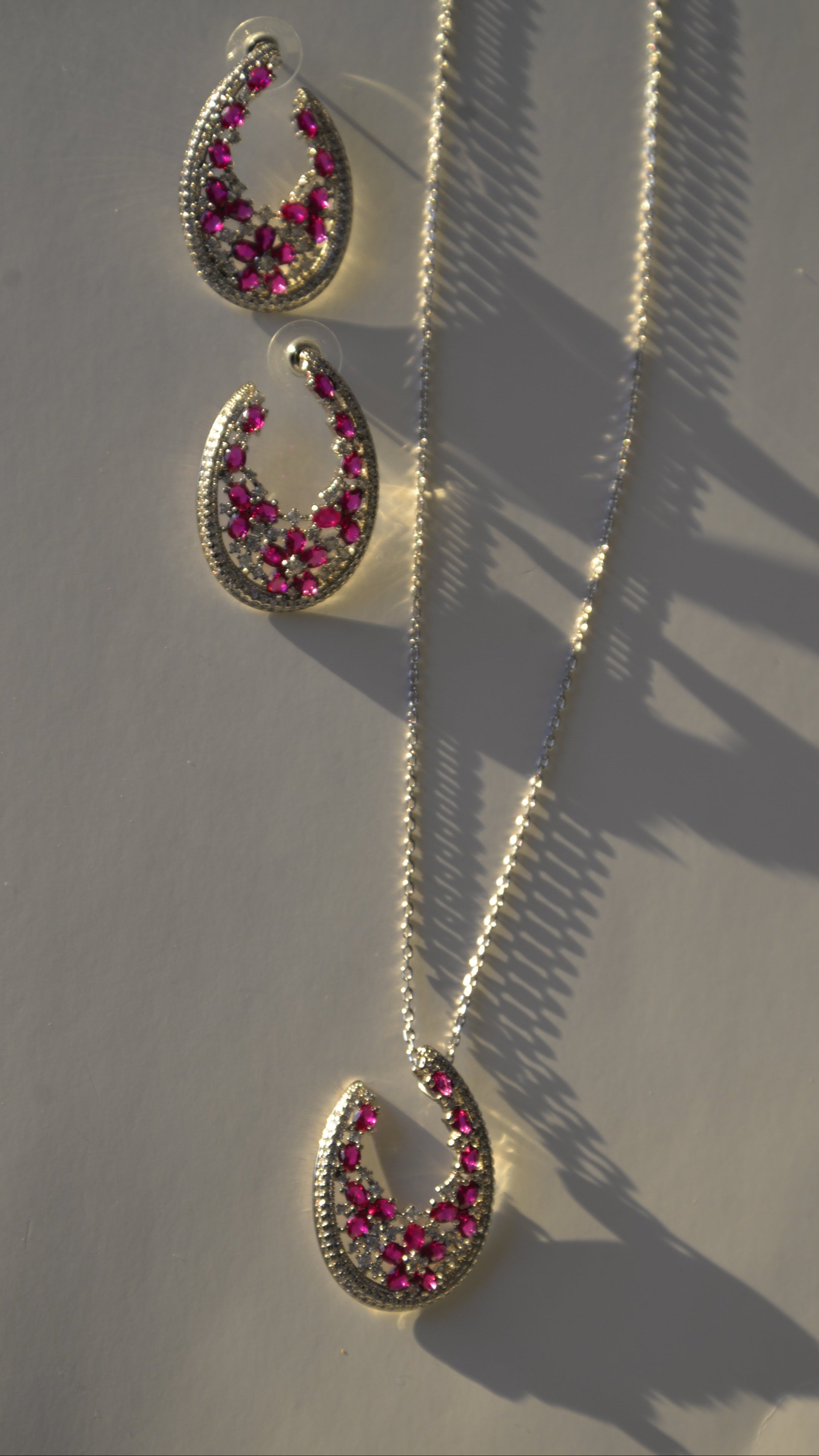 Rosa Crescent CZ Necklace & Earring Set