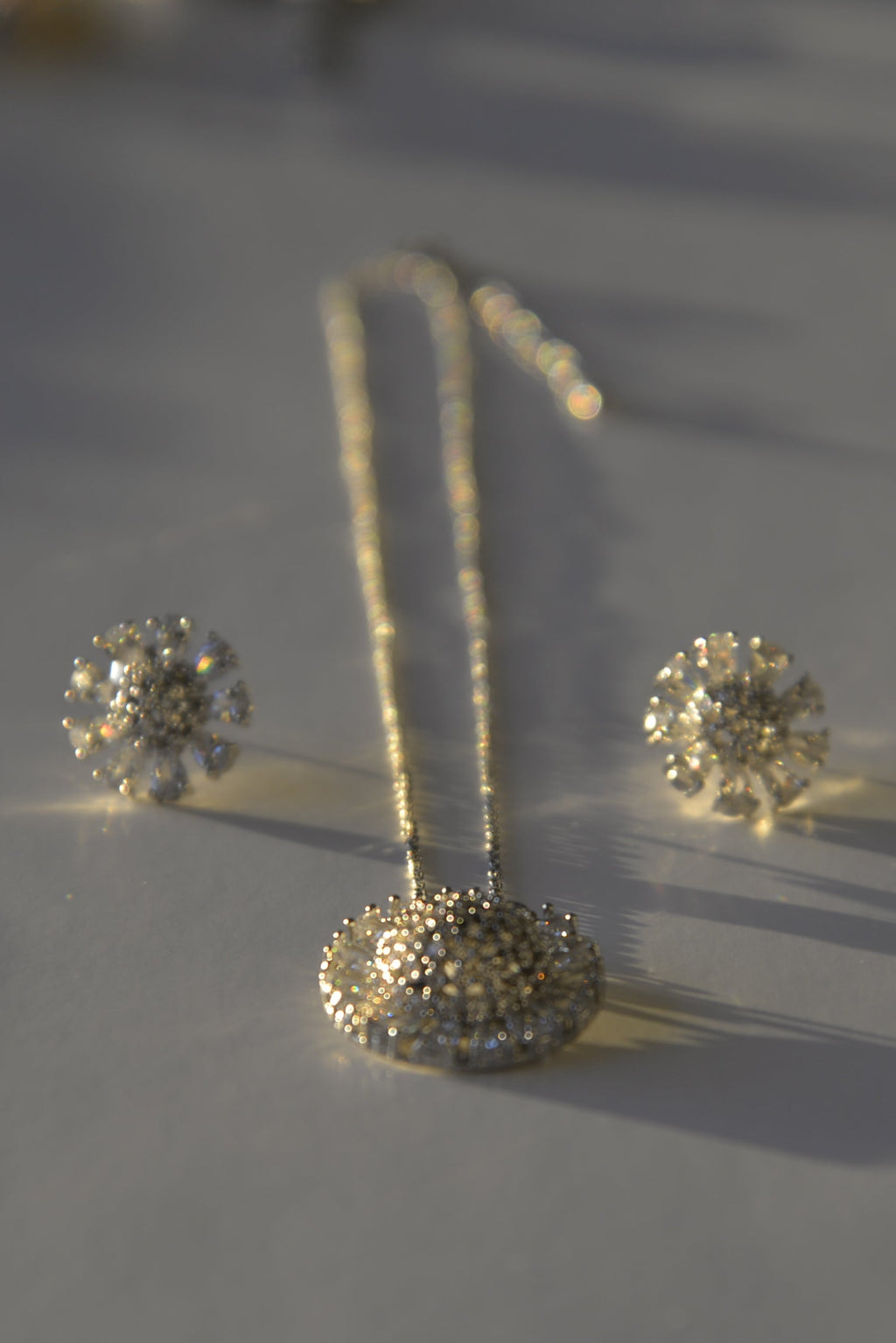 Soleil Sunburst CZ Necklace & Earring Set