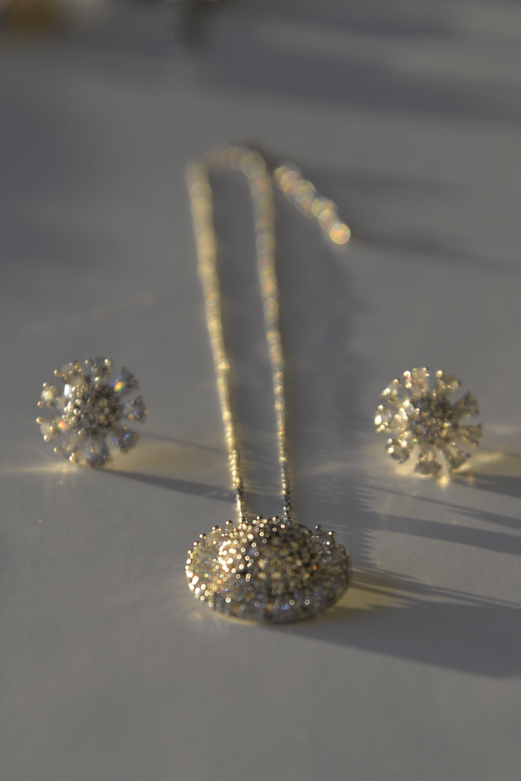 Soleil Sunburst CZ Necklace & Earring Set