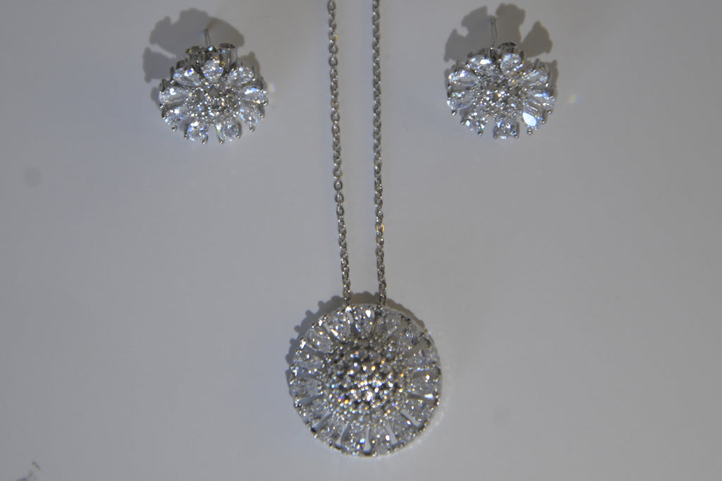 Soleil Sunburst CZ Necklace & Earring Set