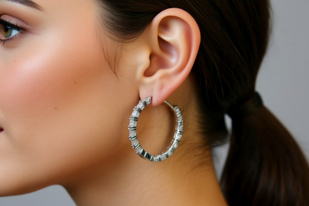 Cubic Zirconia Inside-Out Hoop Earrings