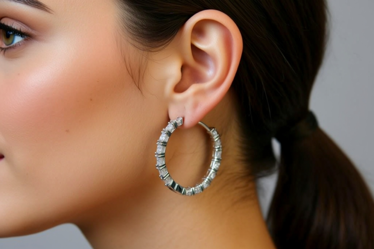 Cubic Zirconia Inside-Out Hoop Earrings