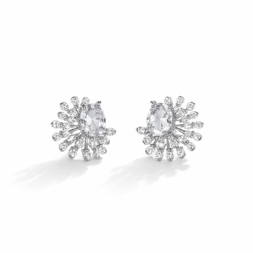 Crystal Burst Stud Earrings – White Background