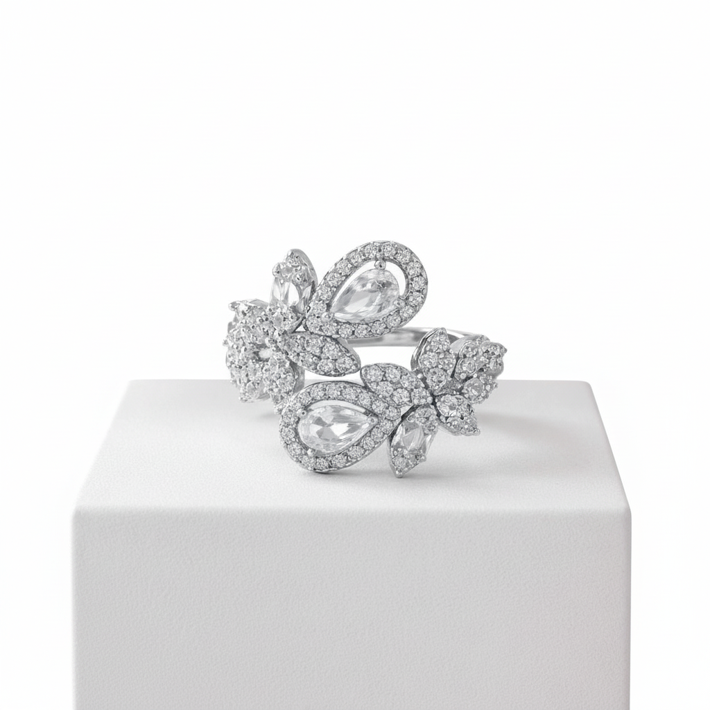 Crystal Butterfly Ring – White Background