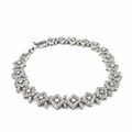 Geometric Diamond-Link Cubic Zirconia Bracelet on white background close up