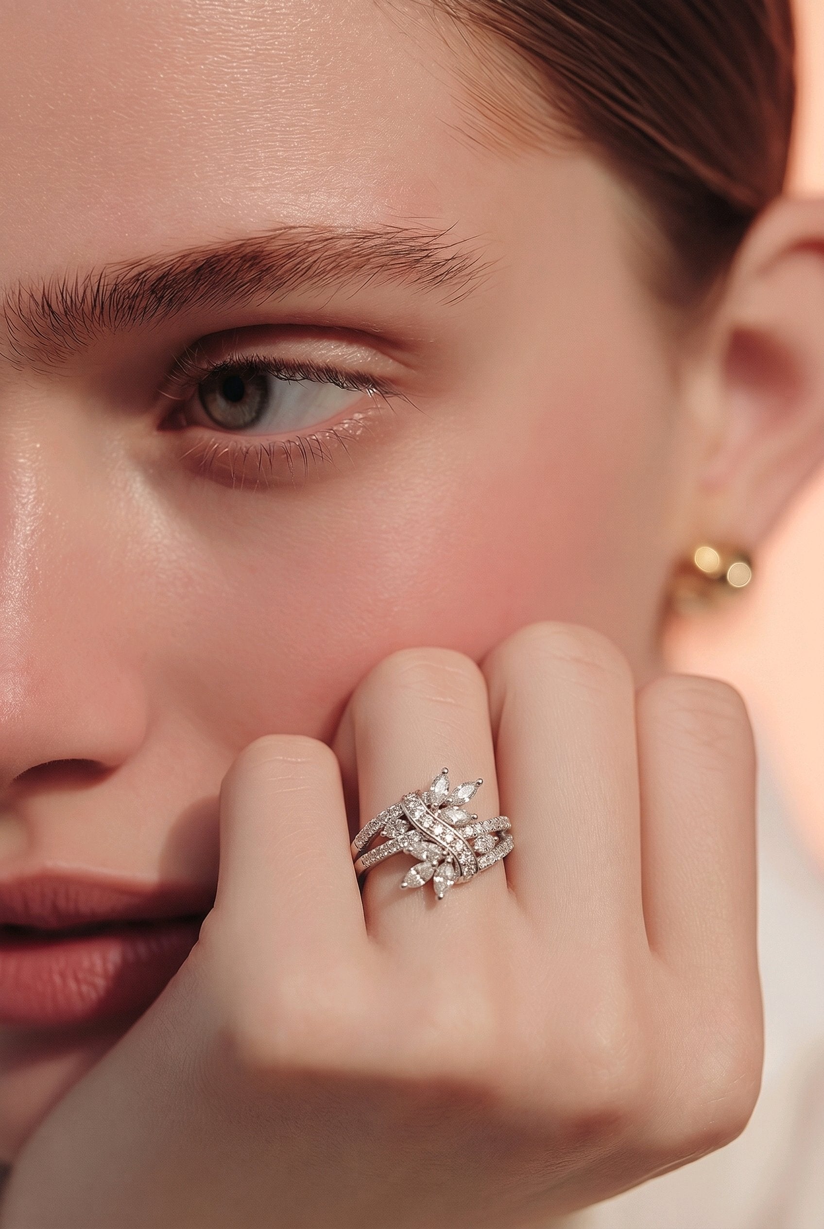 Luxe Sparkling Floral Wrap Ring (Adjustable)