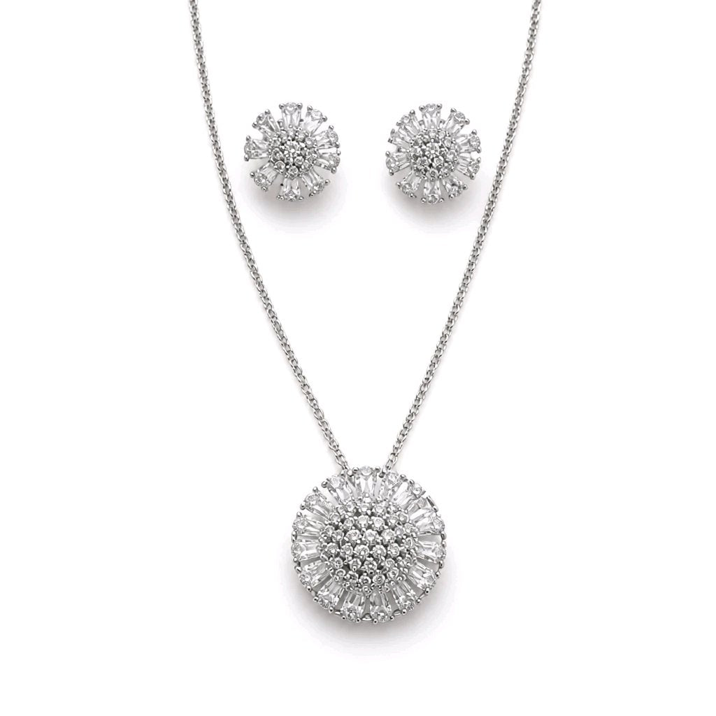 Soleil Sunburst CZ Necklace & Earring Set